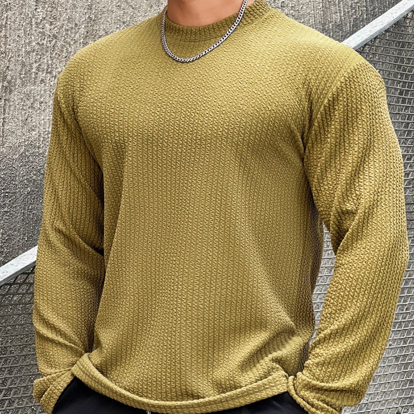 Oversized strickpullover mit rundhalsausschnitt – herren